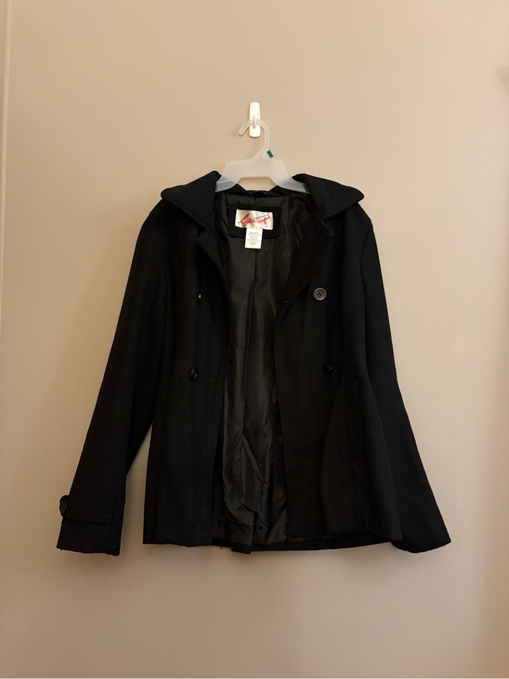 Women’s Classic black Lipstik peacoat in a size Large.